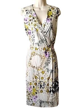 NWOT ETRO Faux Wrap Sleeveless Stretch Viscose Dress 48 L 12 Floral Fully Lined